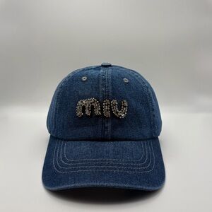 Blue Denim Cap with Rhinestone letters